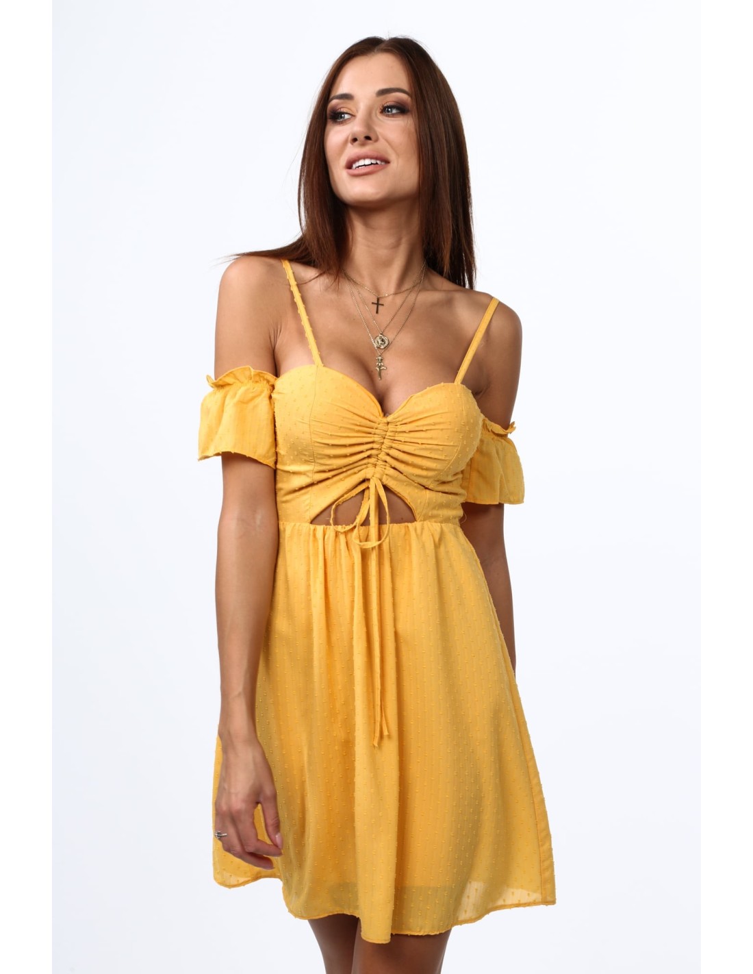 Honey dress with thin straps 1018 - Online store - Boutique